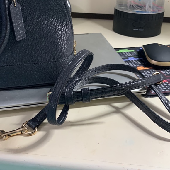 New. Never carried small Coach satchel with crossbody strap. Black. Beautiful. - Picture 2 of 11